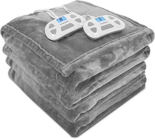 Manta térmica eléctrica gris tamaño Queen 10 tipos de manta de calefacción rápida de doble control manta eléctrica portátil inalámbrica con