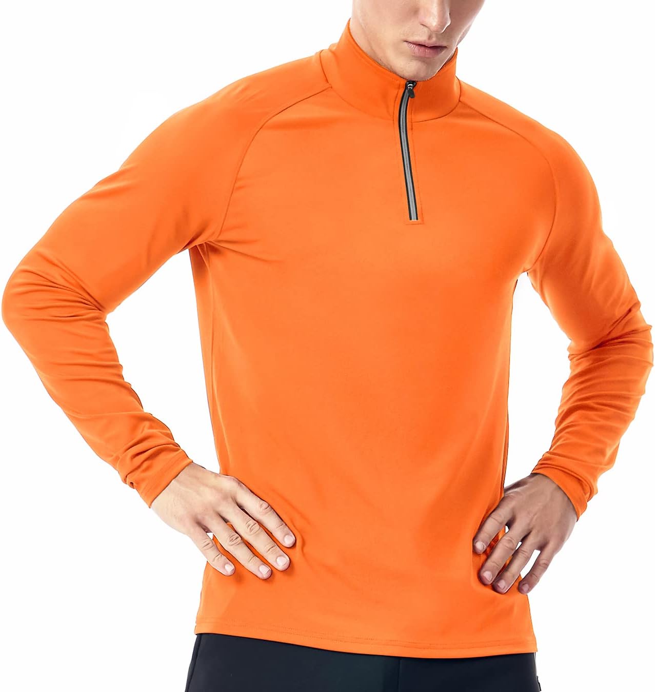 Zengjo 1/4 Zip Pullover Mens Running Shirt Long Sleeve - Image 2