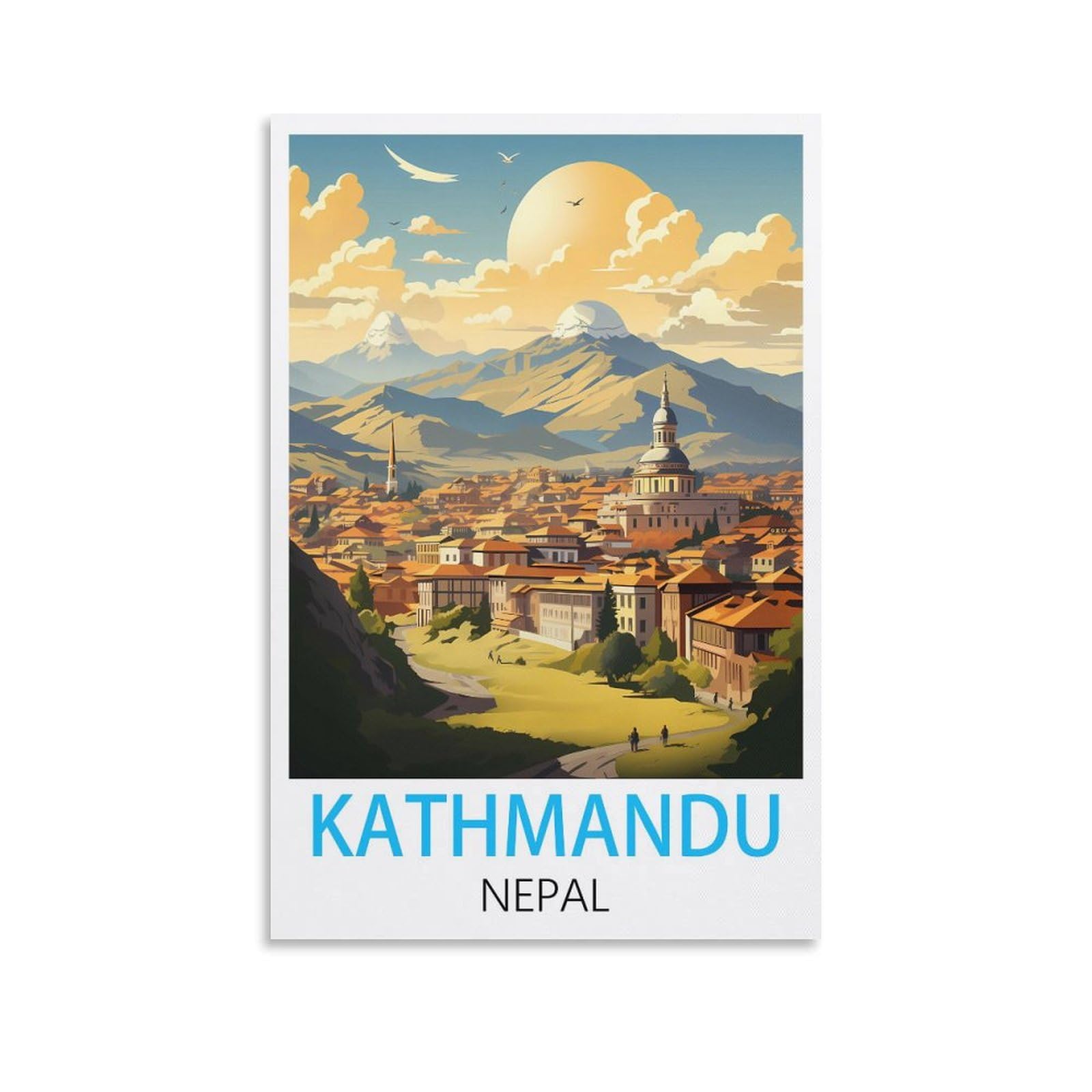Vintage Tin Signs Kathmandu Nepals Wall Art Vintage Decor for Man Cave Garages Home Bedroom Retro Decor 30x30cm