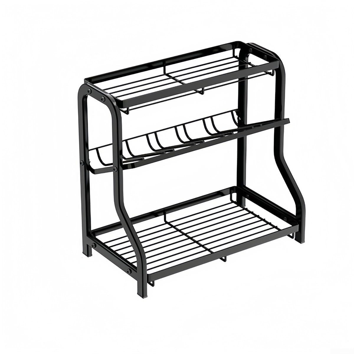 Organizador de cocina de 3 niveles, estante inclinado para condimentos, solución de almacenamiento que ahorra espacio, construcción de acero, soporte de encimera para una organización eficiente