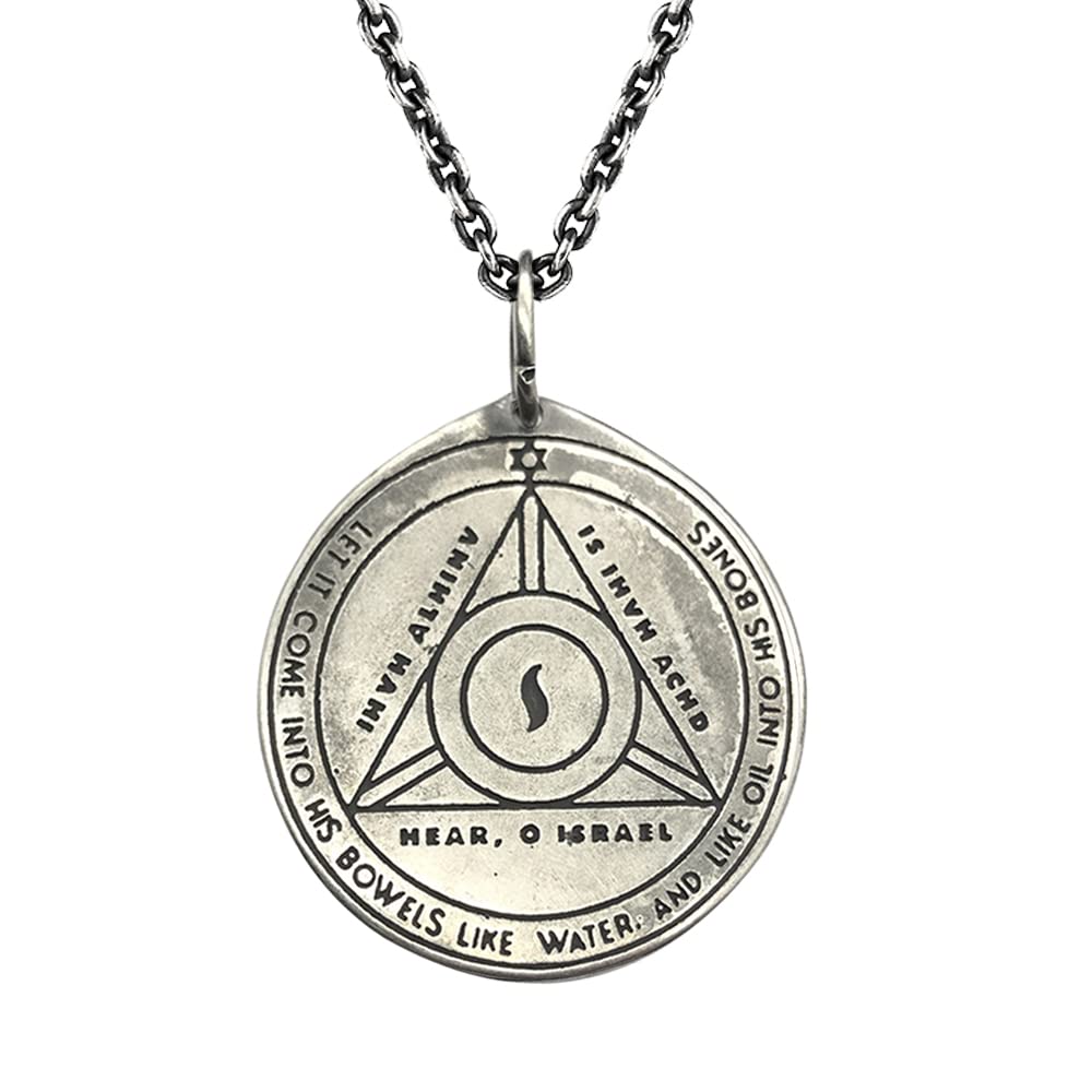 NIGHTCRUZ Key of Solomon Pendant Necklace, The Fourth Pentacle of Saturn