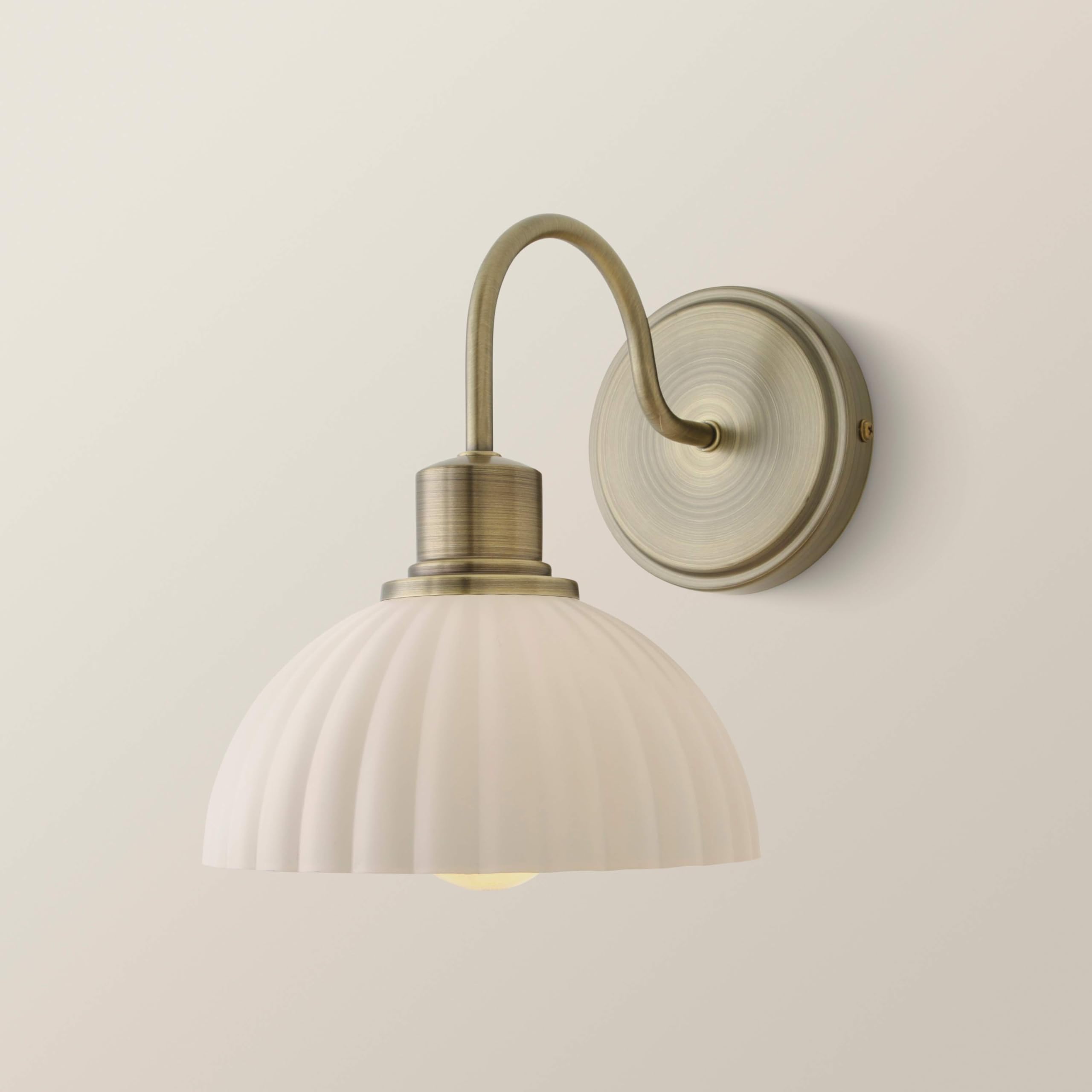 Valuelights Gold - Brushed Gold | Bourton Pair Of Brushed Gold Wall Lights With Ribbed Dome Shade | Wall Light, Home Décor & Improvement Essential