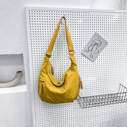 Quantifyn Crossbody Bag, Women's Plain Color Nylon Hobo Bag with Adjustable Strap, Lightweight Crescent Purse2