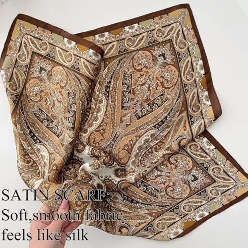 Hexchasty Head Hair Scarf Satin Silk Feeling Scarves for Women Lightweight Fashion Bag Purse Scarf for Handbags Accessories4