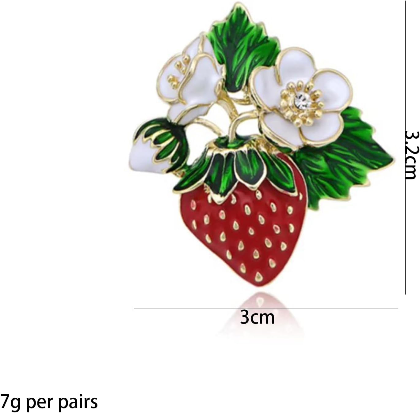 Enamel Fruit Strawberry Brooch Pin for Women Cute Sweet Red Strawberry with White Flower Green Leaf Brooch Weddings Party Accessories - Image 5