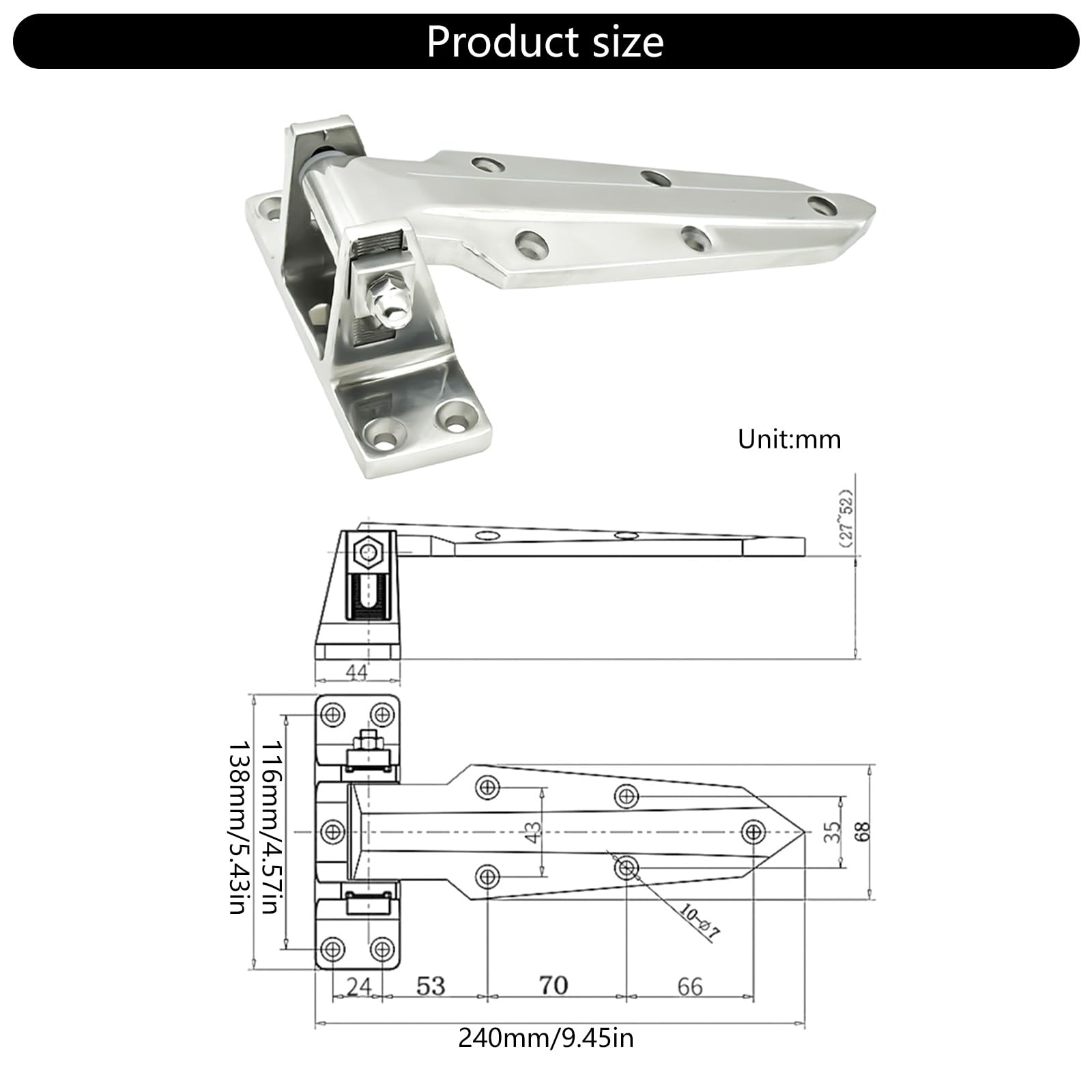 Prácticas bisagras de elevación reversibles para refrigeradores comerciales Puerta con elevación asistida por resorte y Zines Construcción de aleación Bisagras de puerta de refrigerador de aleación