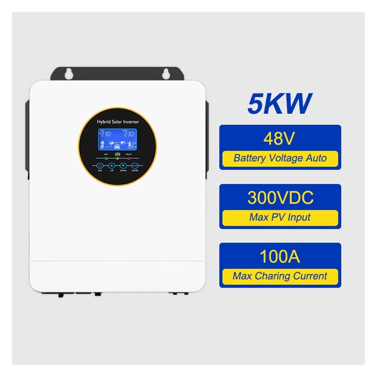 Inversor híbrido Solar de 5KW, 48V, monofásico, 120V, inversor Solar Fuera de la Red con Cargador de 100A 120A, máximo PV 300V
