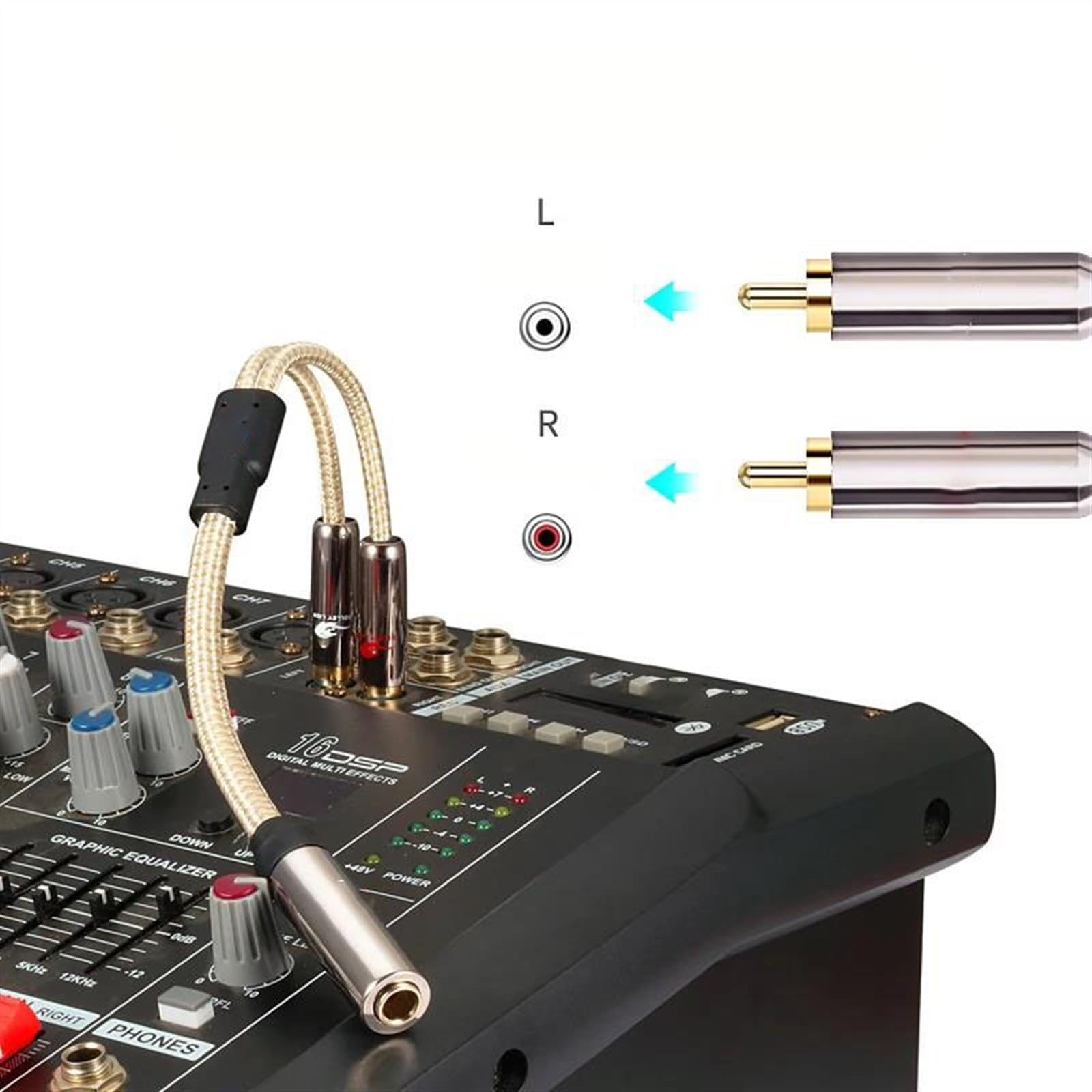 Pro Audio kabel 25 Cm Kabel Konwersyjny 6,35 Mm Żeński Na Podwójny RCA Męski Do Słuchawek Miksera Gitarowego Wzmacniacza Kabel Prmium(Angle RCA)
