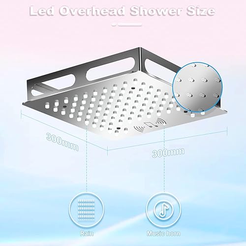 Miniatura 2 de Sistema de ducha de lluvia con chorros corporales, sistema de ducha inteligente LED de 12 pulgadas con ducha de lluvia y mano, juego de grifo de