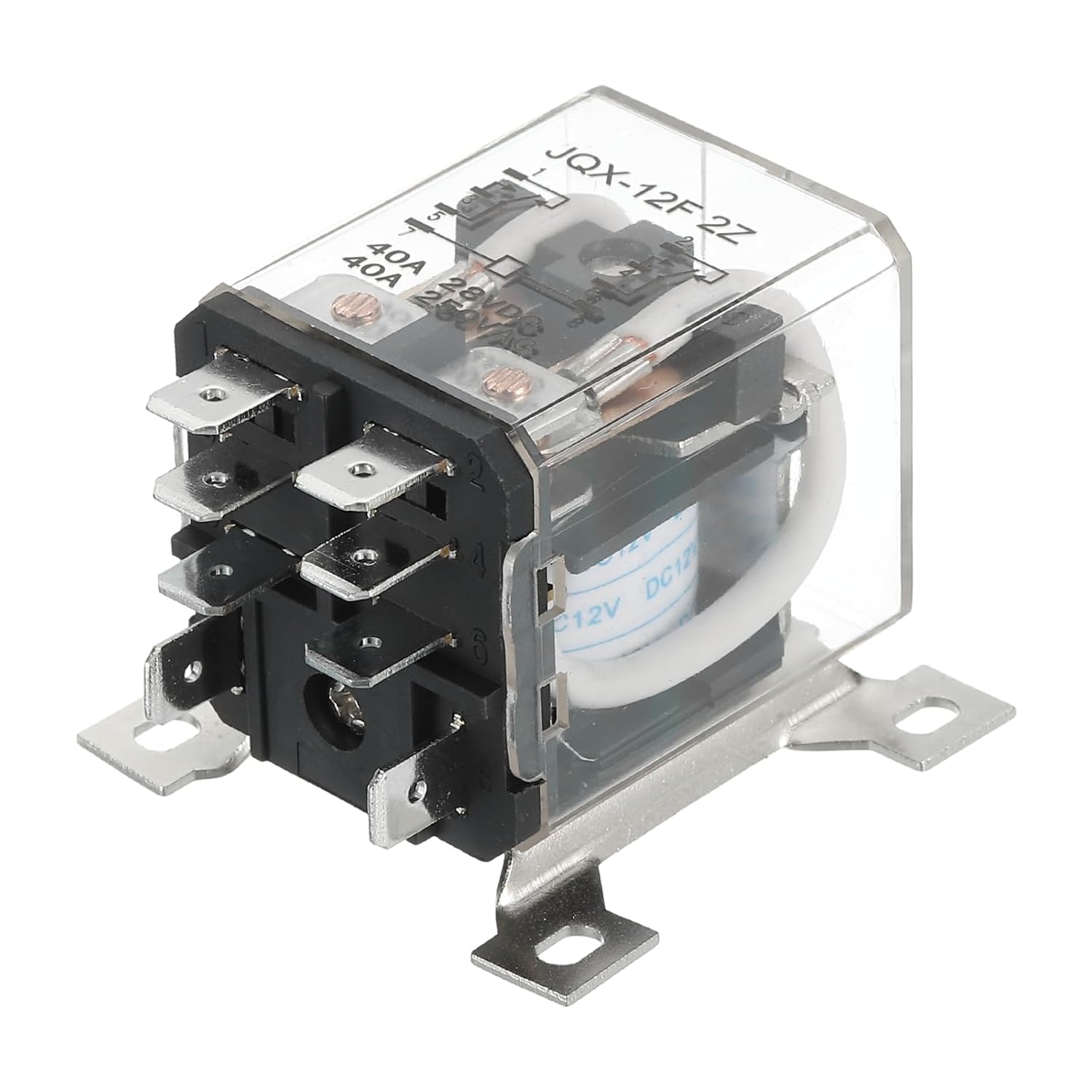 PATIKIL DC12V 40A Electromagnetic Relay, High Power Relay DPDT 2NO 2NC 8 Terminals Din Rail Mounting