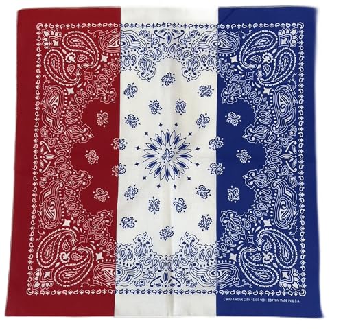 Hav-A-Hank Patriotic Bandannas, Made in USA, Single Side Printed, Set of 4, Approx 22 x 22
