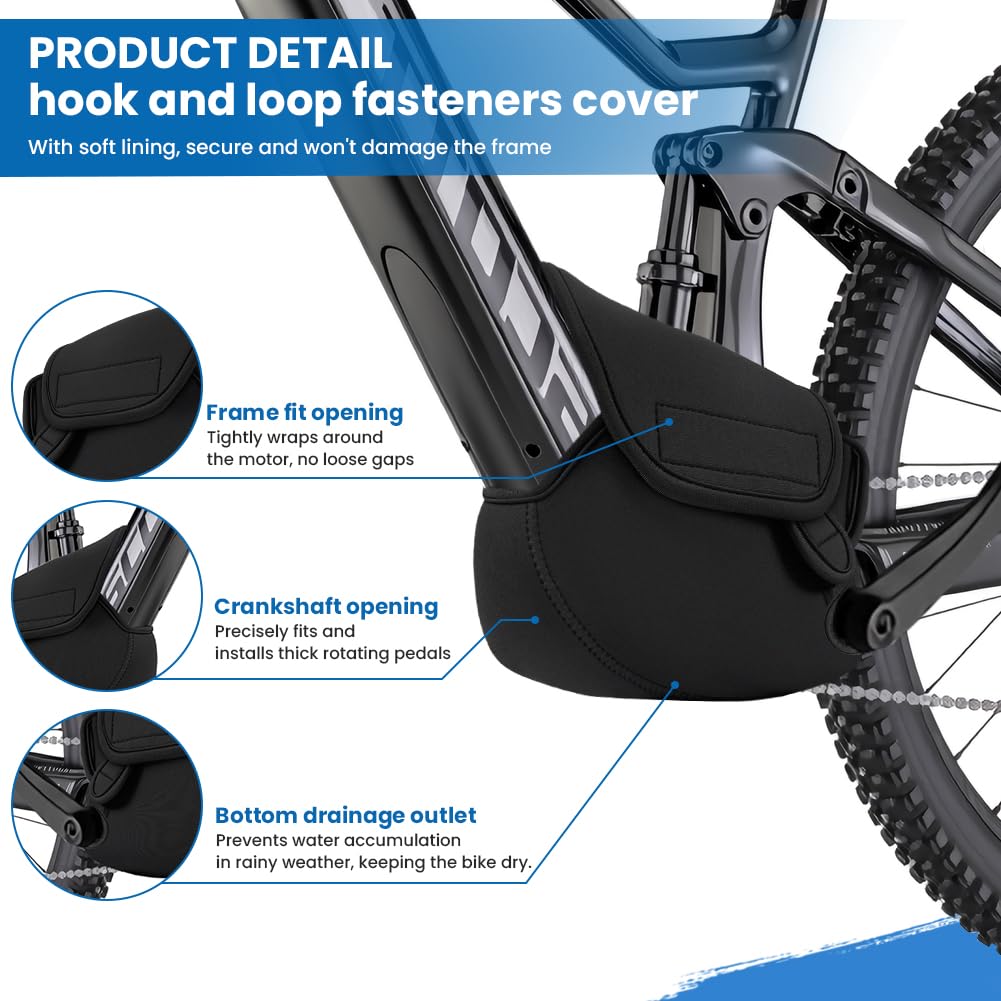 AOOWU 2 szt. Electric Bike Protective Cover Silnik, Submersible Rainproof Engine Guard, pokrowiec ochronny na rower elektryczny, łatwy w instalacji, do większości rowerów