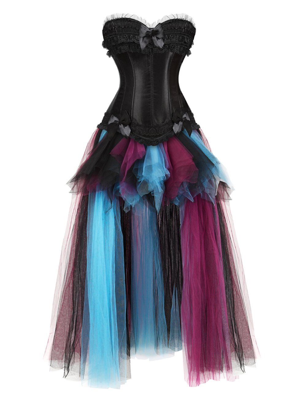 Grebrafan Reißverschluss Korsage Corsage mit Burlesque Rock | Faschingskostüme Piraten Korsett Damen