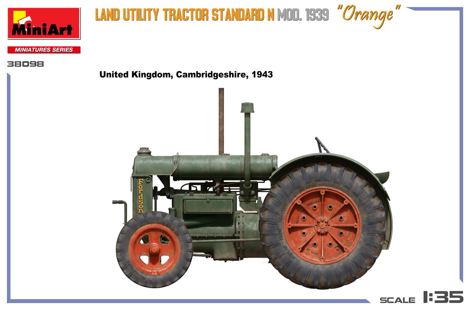 Mini-Art MA38098 Land Utility Traktor Standard N Orange 1939 Modell, Kunststoffmodell