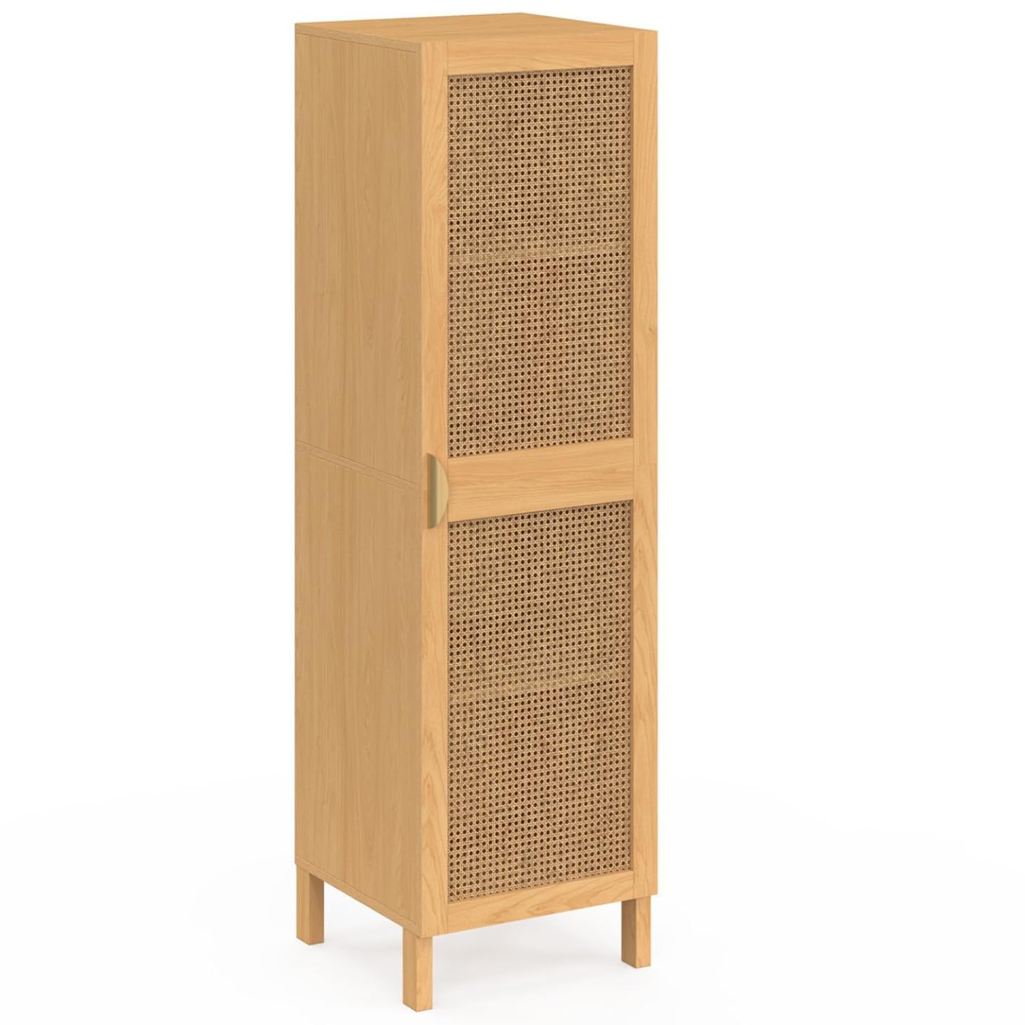 IDMarket - Armoire de Rangement EDHEN 1 Porte 3 étagères Bois et cannage