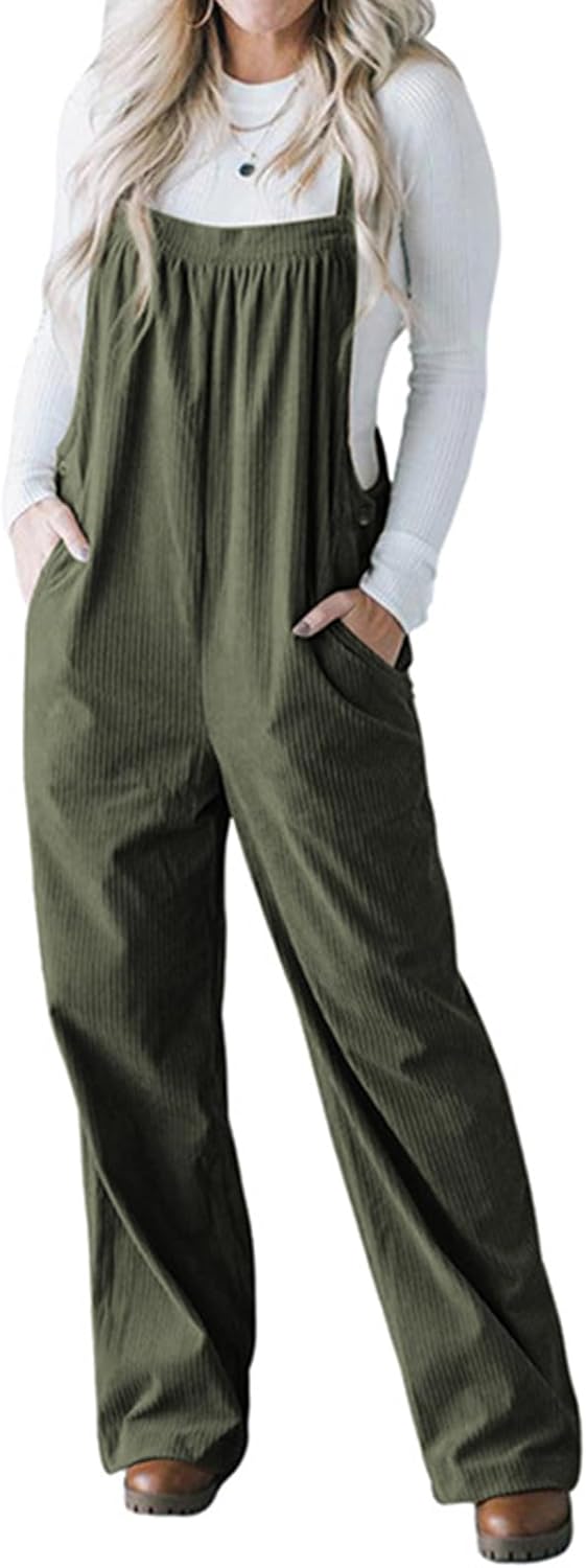 HEYSON Full Size Corduroy Sleeveless Wide-Leg Overall