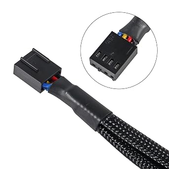 6 Pack Fan Extension 1 to 2 Converter Cable, 4 Pin PWM Fan Splitter - Black