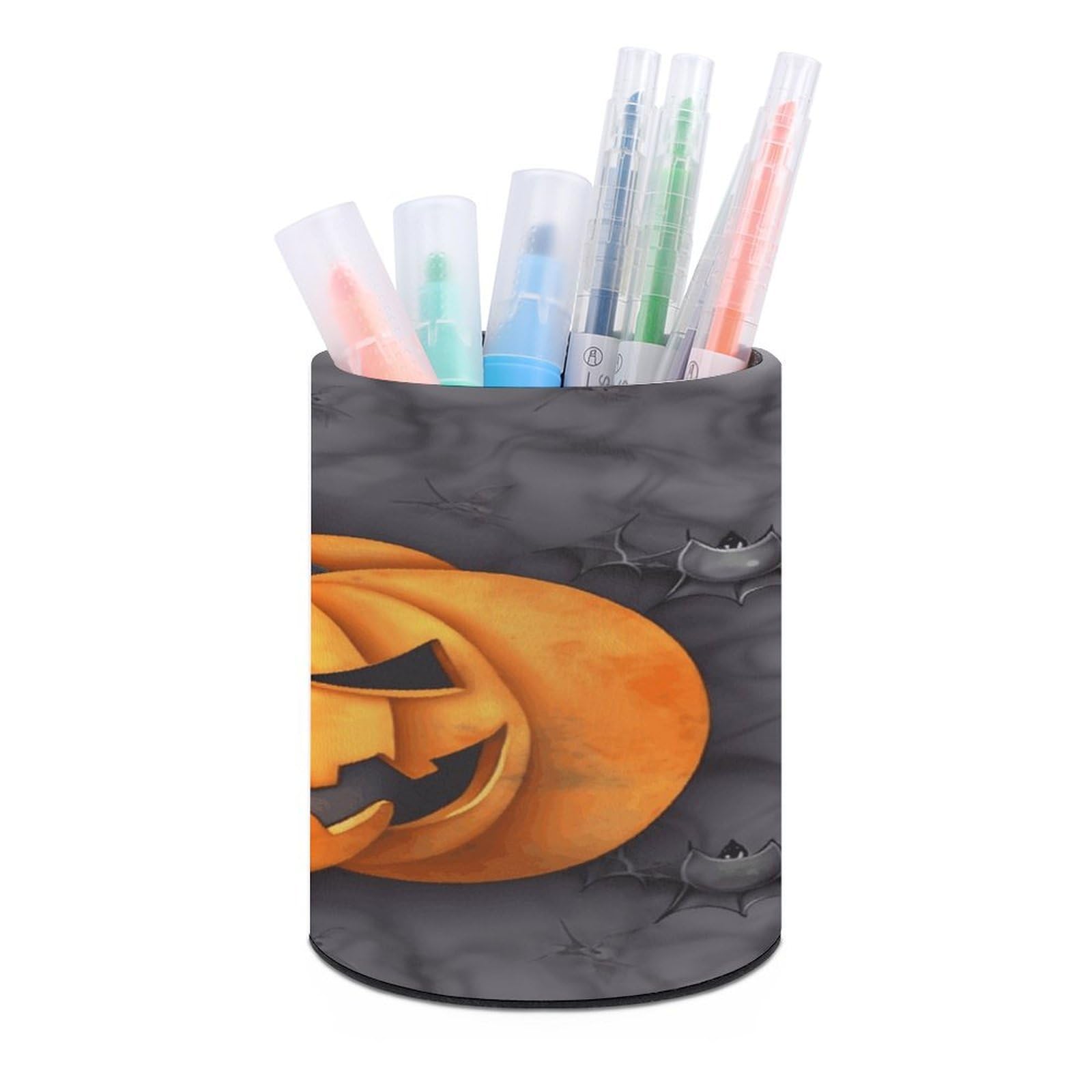 VstaDank Halloween Pumpkin Pen Holder for Desk Makeup Brush Holders Stylish Pen Cup Cute Pencil Cup Round Pencil Holder Decor Brush Scissor Holders for Multifunctional Office Supplies