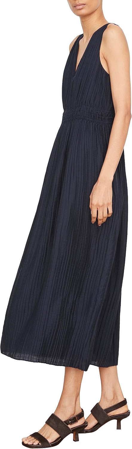 Vince Womens Pleated Dbl V-Neck Dress - Image 2