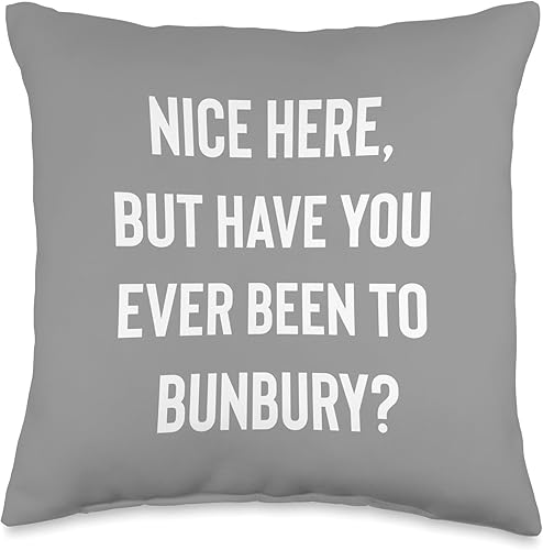 Nice Here But Have You Ever Been to Bunbury Throw Pillow, 16x16, Multicolor