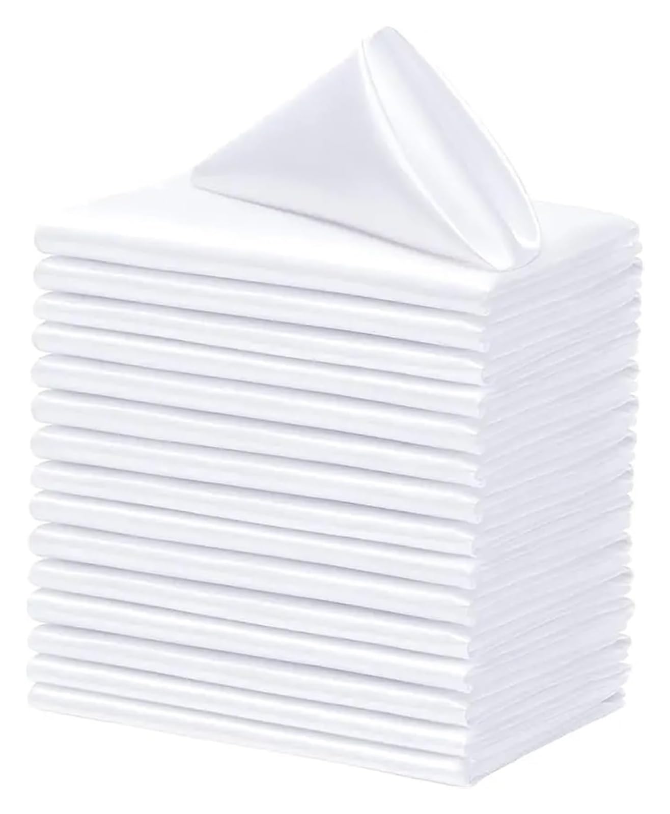Napoles de Tela de algodón, Servilletas de Mesa 50 Piezas 30x30 cm satén Cuadrado Multicolor Lavable decoración del Banquete Boda(50pcs-White)
