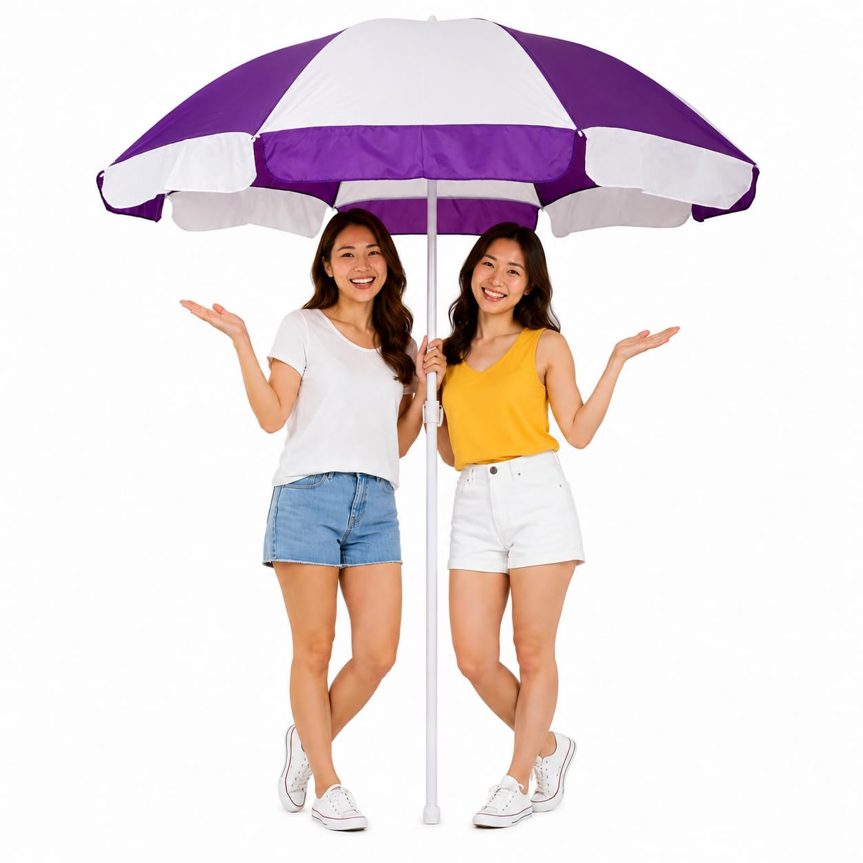 36 inch 6ft Garden Umbrella Without Stand Outdoor Big Size Heavy Duty Garden Umbrella (Purple-White)-image-35