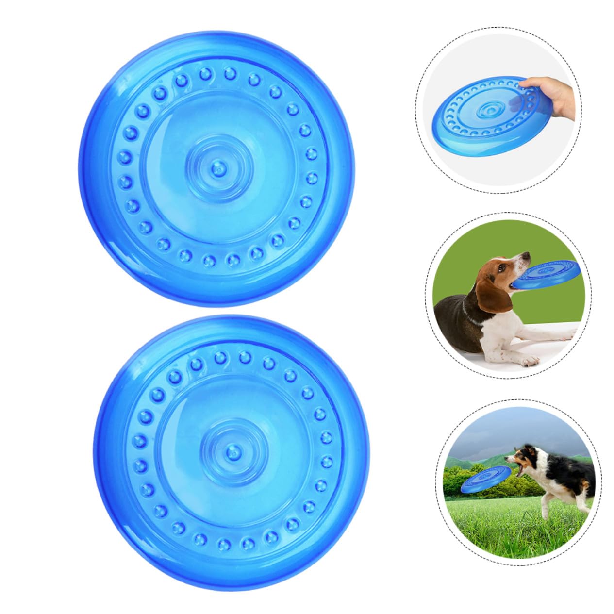 Hohopeti 2 Stück Blaue Hundespielzeug Welpenfliegenscheibe aus TPR Interaktives Kauspielzeug zur Verbesserung der Mentalen Gesundheit für Hunde im Freien