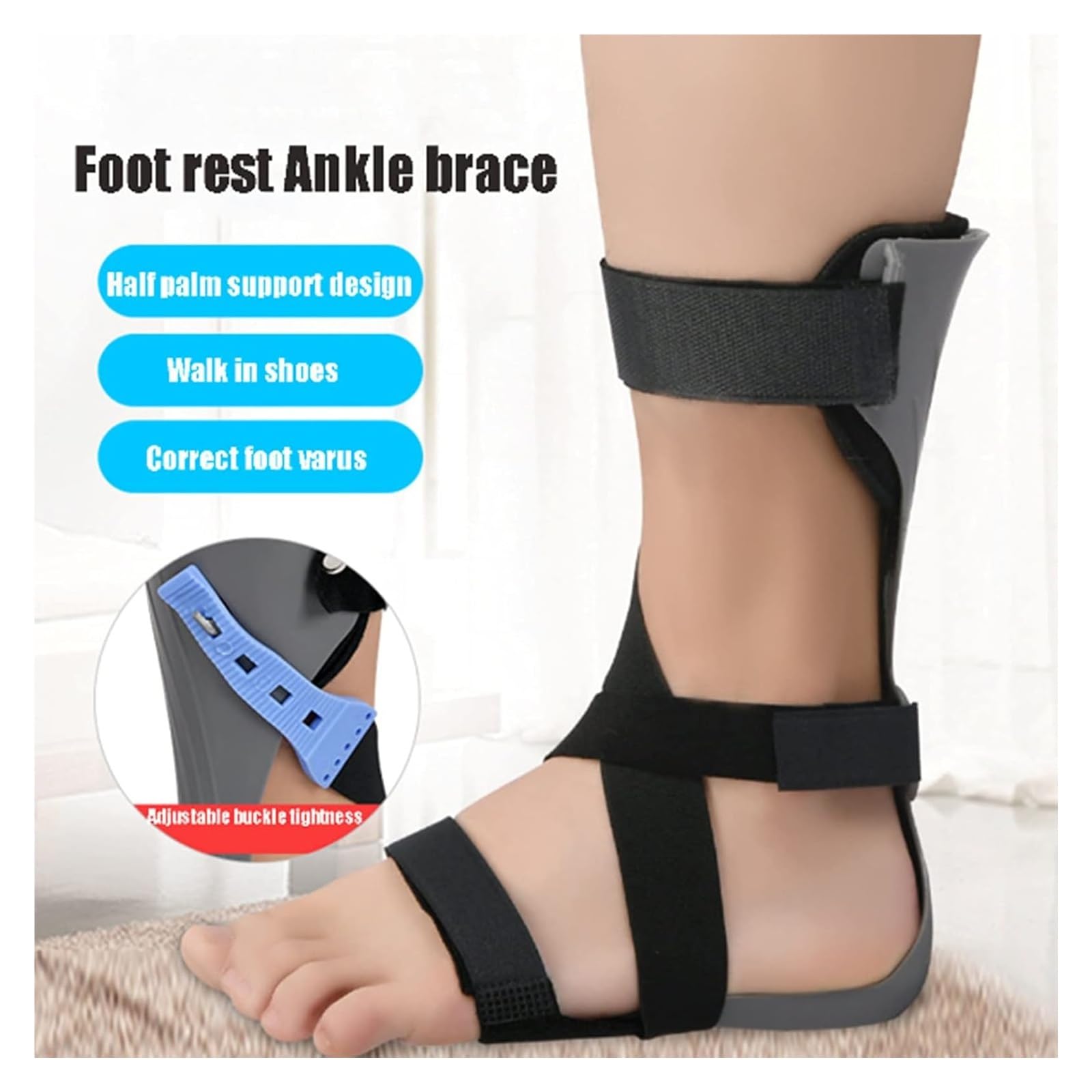 Soporte para pie caído, soporte AFO, ortesis ligera para aliviar la caída del pie, fascitis plantar y tendinitis de Aquiles, estabilidad del tobillo, ajuste cómodo