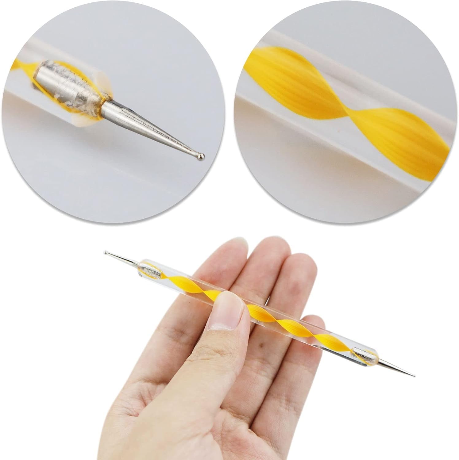 5 pezzi Dotting Pen, Pennelli Nail Art, nail art pens, doppia punta, con 1 pezzo di 5 g piccolo flacone rotondo, per nail art, fai da te, nail design, salone di bellezza, salone di manicure