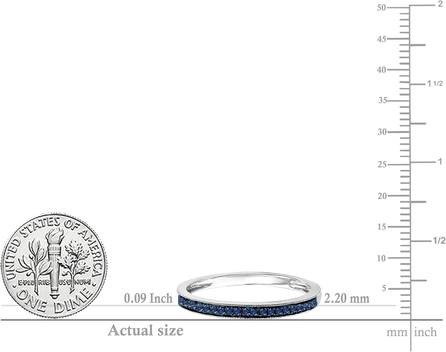 Dazzlingrock Collection 0.10 Cttw Blue Sapphire Stackable Ring in 925 Sterling Silver, Size 8.5