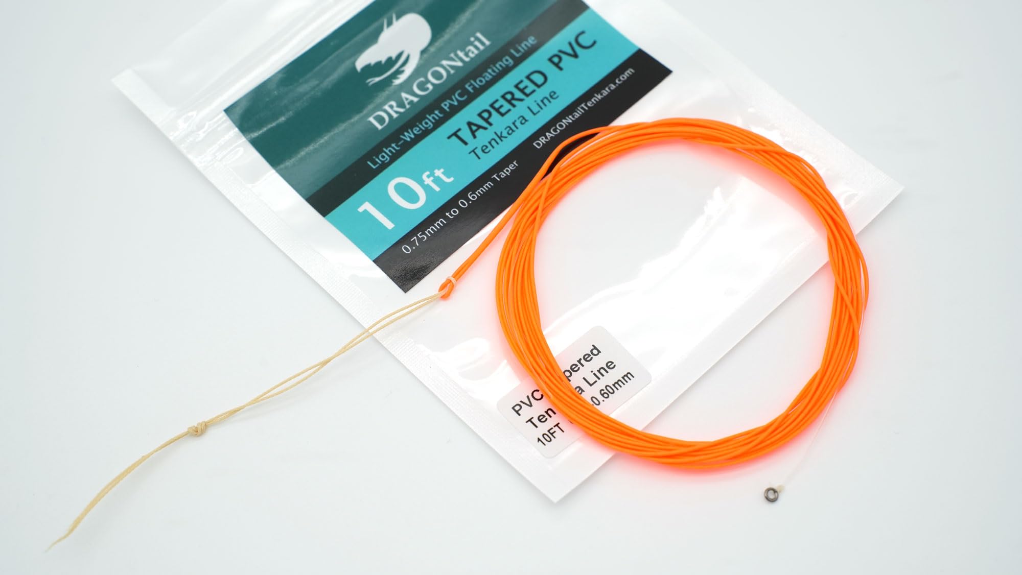 DRAGONtail Tenkara - Tapered PVC Floating Tenkara Line (Bright Orange, 18ft Length)