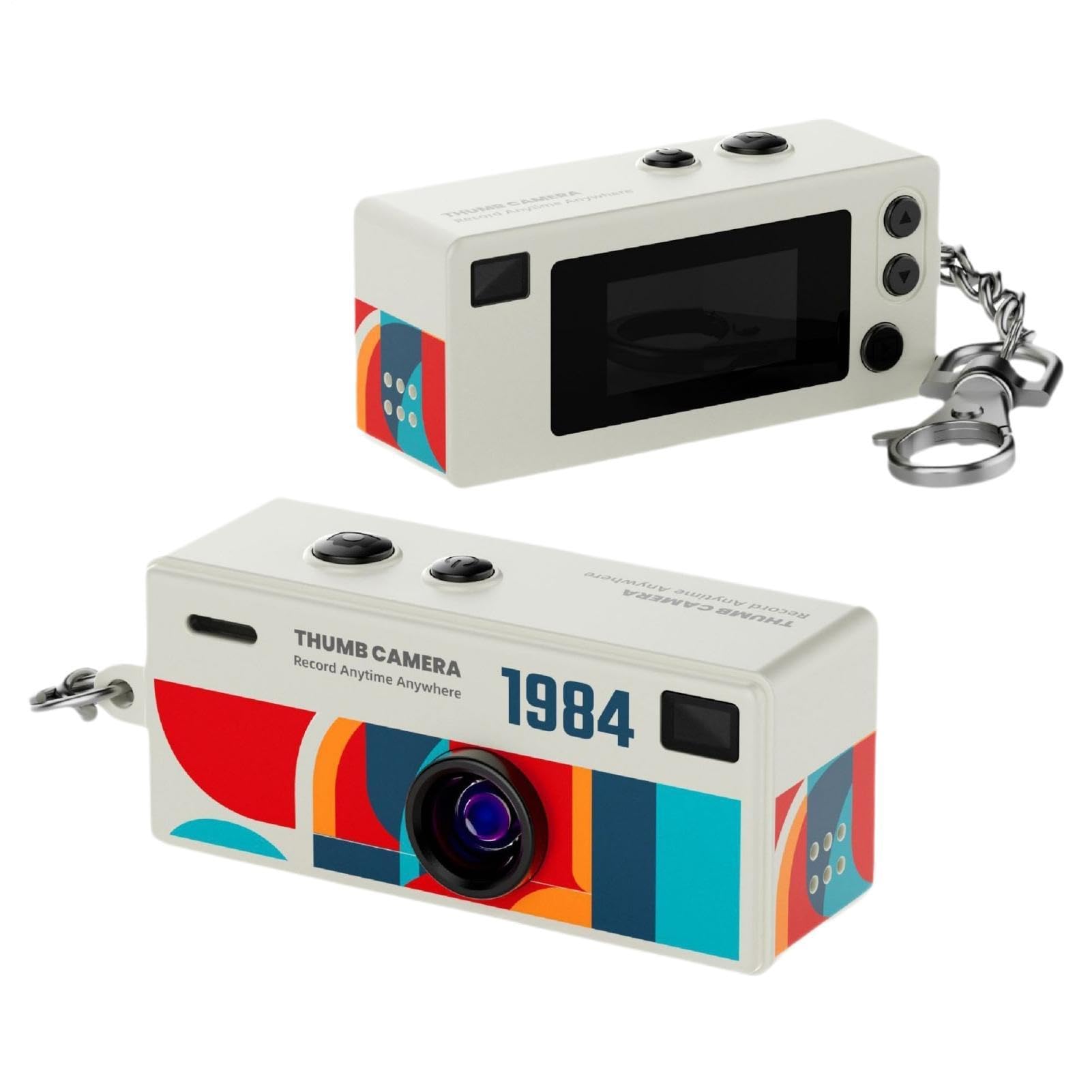 Piccola fotocamera portatile, registratore portachiavi HD, dispositivo tascabile compatto con funzione display, accessorio fotografico durevole, attrezzatura da viaggio elegante con design moderno