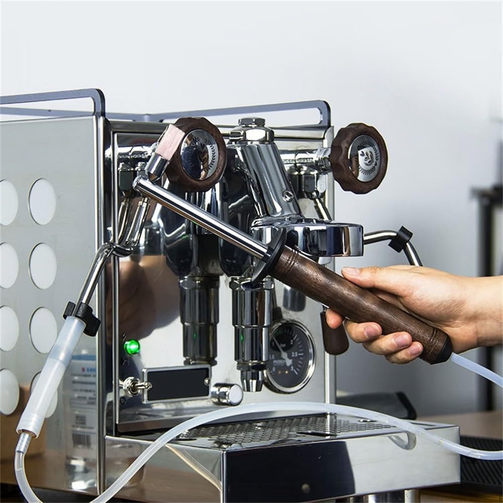 Spazzola per la pulizia del caffè con manico in legno, anti-scottatura