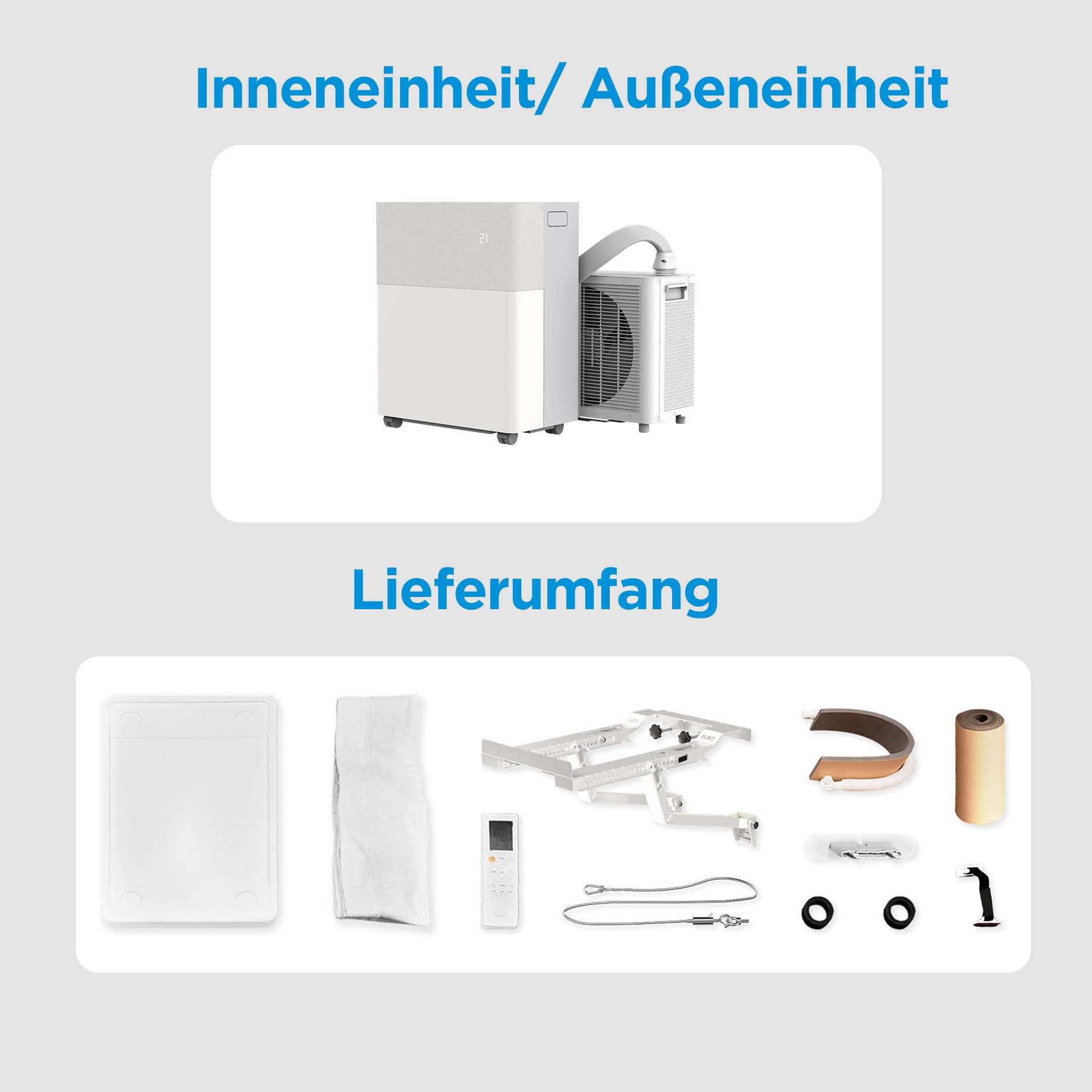 Midea PortaSplit-E Mobile Klimaanlage 12000 BTU 3,5kW Mini-Split A++ 42 m² 39 dB(A) Silent