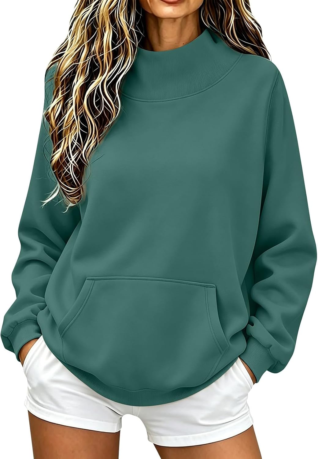 Mock Neck Sweatshirt Women 2026 Fall Oversized Turtleneck Lightweight Pullover Teens Long Sleeve Sweatshirts