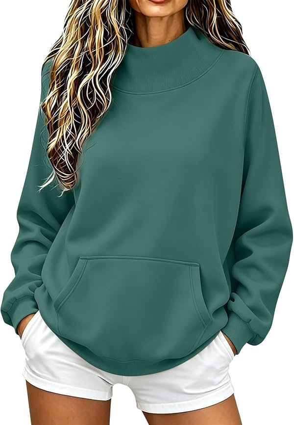 Sudadera con Cuello Mao para Mujer yaoeye, Otoño 2026, Talla Grande, Cuello de Tortuga, Ligera, para Adolescentes, Manga Larga
