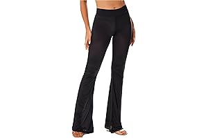 Women's Sexy Crotchless See-Through Flare Yoga Pants