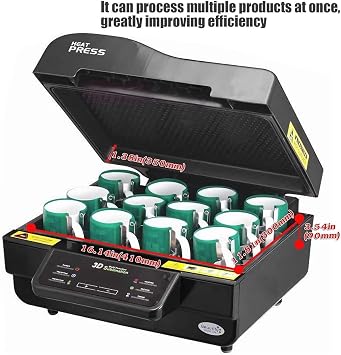 3D Heat Press Machine,2800W Sublimation Vacuum Oven Machine with Evenly Heat Press, Intelligent Temperature Control, for Mug, T-shirts, Pillows, Tote Bags, Cell Phone Case black