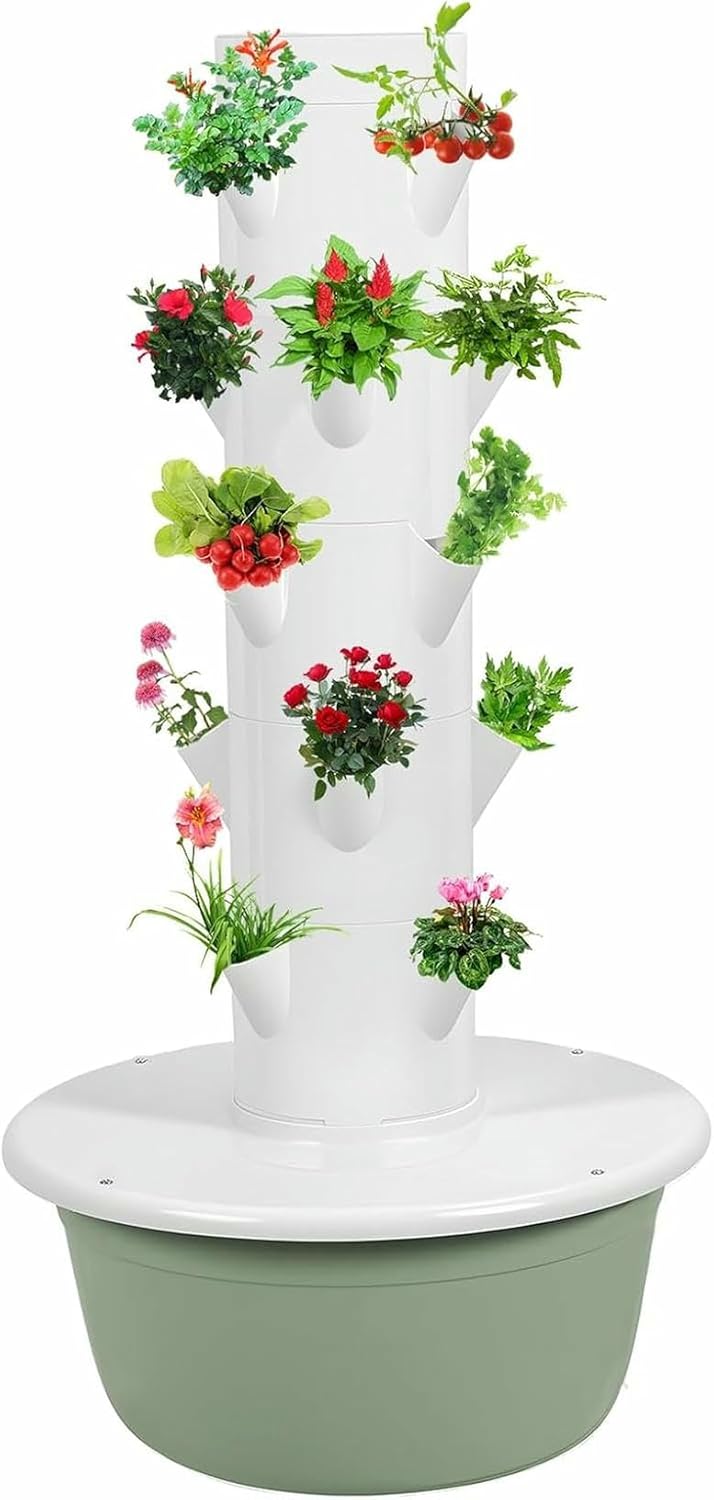 20/28 Holes Hydroponic Growing System Kit, Hydroponic Garden Tower with Pump System, 5/7 Layers Indoor Vertical Hydroponic Garden Tower for Herbs, Fruits and Vegetables-*