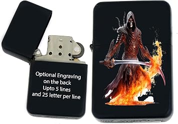 Personalizied Custom Grim Reaper - Unique Collectible s Infinity Color UV Black Matt Windproof Lighters! RP-2 - Christmas, Halloween & Valentines Day Gift