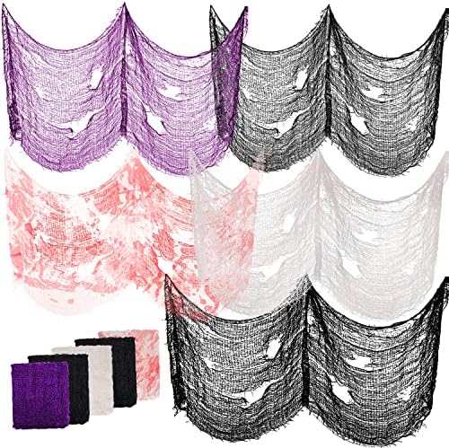 5 PCS Halloween Decoration Creepy Cloth (31"x100"/Sheet), Spooky Halloween Hanging Decorations Creepy Gauze for Halloween Party Supplies Indoor Outdoor Home Décor House Patio Garden Yard Wall Windows