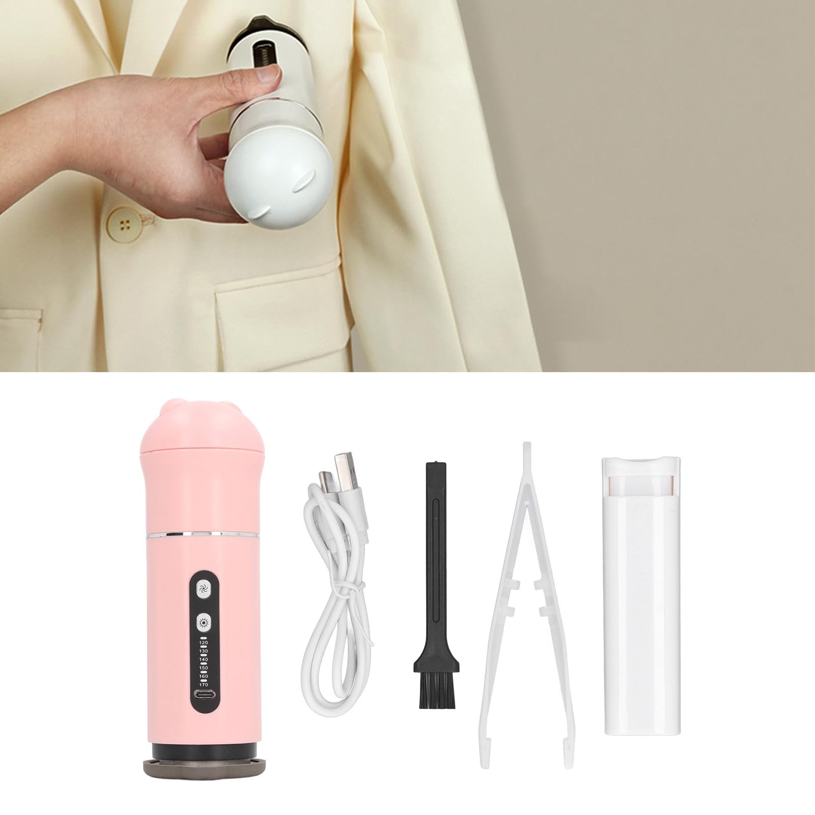 CDQL Afeitadora de Telas, Removedor de Pelusas Recargable, Removedor de Pelusas, Multifunción, Recargable, Portátil, Eléctrico, para Viaje, Plancha de Vapor para Ropa (Rosado)