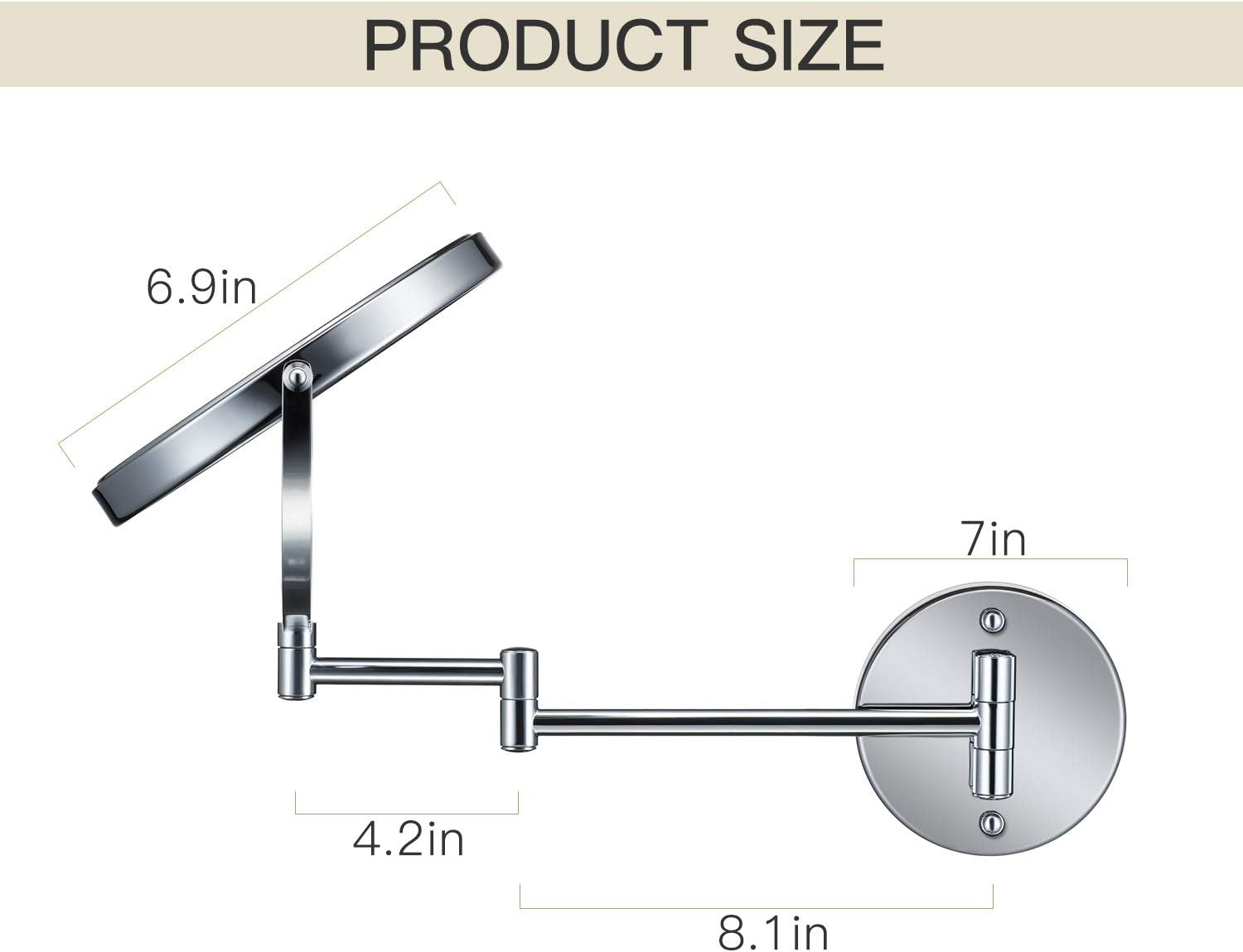 Product Deal GloRiastar 10X Magnification Wall Mounted Makeup Mirror - Double Sided Magnifying Makeup Mirror for Bathroom, 8 inch Extension Polished Chrome Finished Mirror Free Shipping Offer GloRiastar 10X Magnification Wall Mounted Makeup Mirror - Double Sided Magnifying Makeup Mirror for Bathroom, 8 inch Extension Polished Chrome Finished Mirror