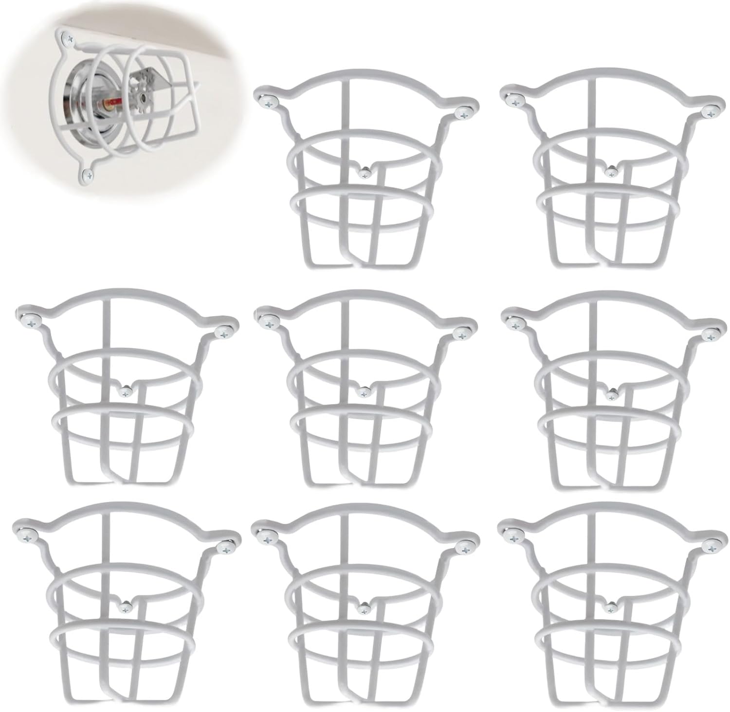 Happy Tree (8 Pack) White Fire Sprinkler Head Guard Cover for Both 1/2" & 3/4" Fire Head for Protecting Flush Mount & Side Wall & Pendent Head Semi - Recessed Sprinkler Head Cage