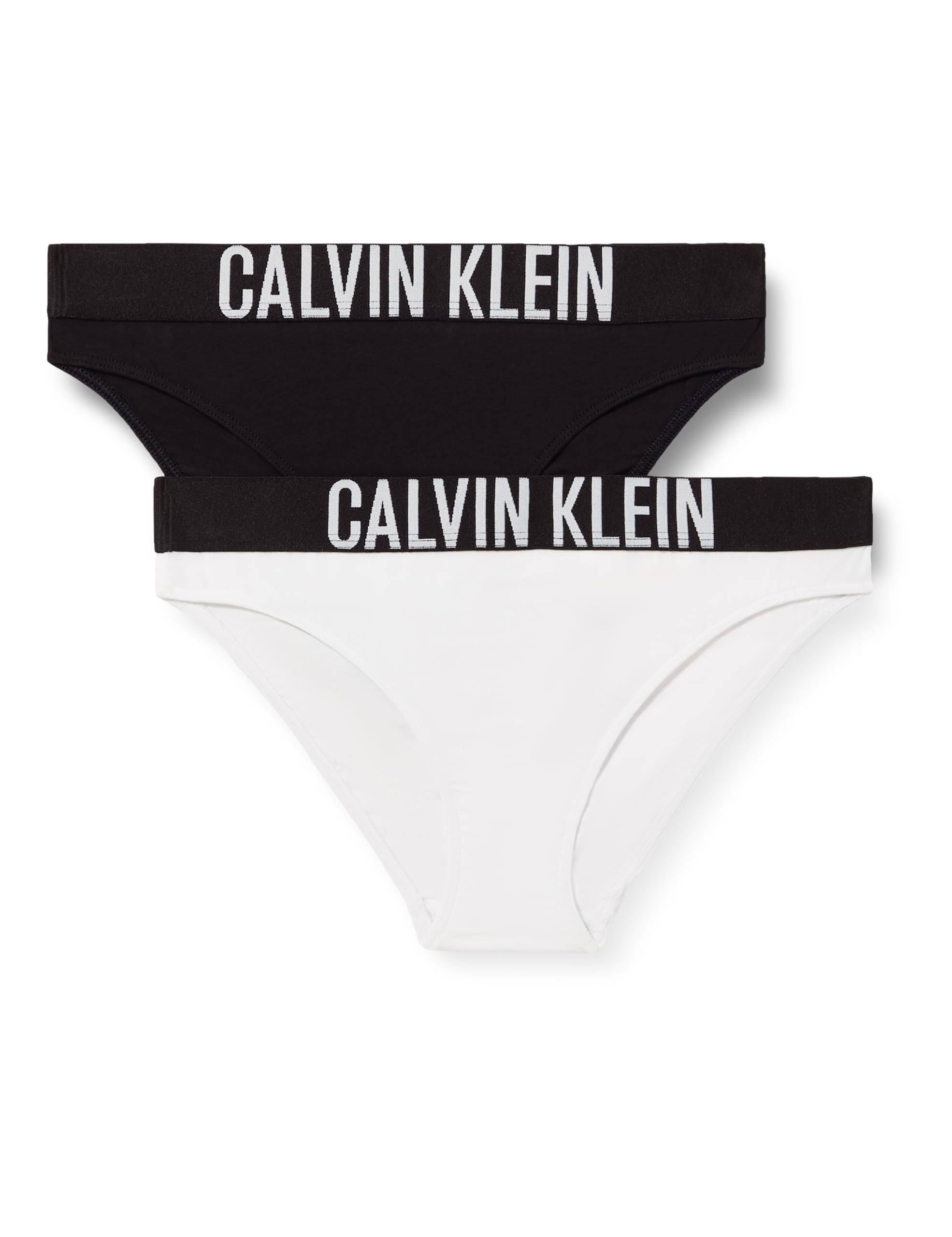 Calvin Klein Girls 2Pk Bikini G80G800729 Brief, BLACK (Pvhblack/Brightwhite), 8-10 Years