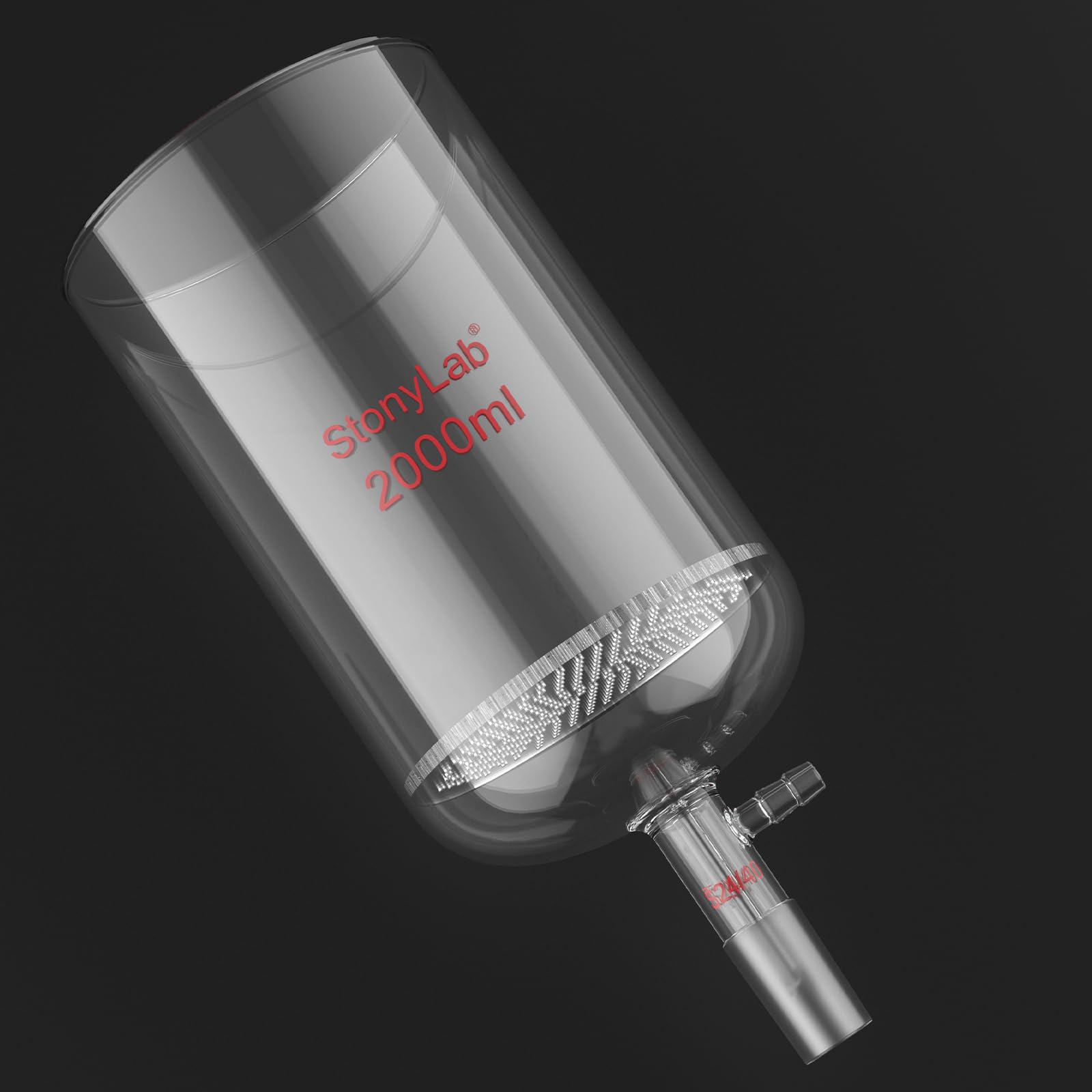 stonylab Embudo de Filtración Buchner de Vidrio, Embudo de Filtro de Placa de Vidrio Borosilicato con Conexión de Manguera de 10 mm y Junta Estándar 24/40 para Pruebas de Filtración, 2000 ml