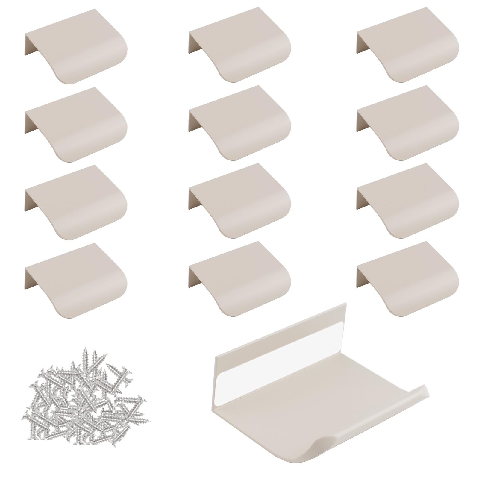 MOROBOR Mini Finger Edge Pull, 16pcs Self Adhesive Pulls Modern Concealed Drawer Handle Curved Aluminum Alloy Invisible Handles Wardrobe Handle for Cabinet Hardware Drawer,50mm/Cashmere Gray — image 1