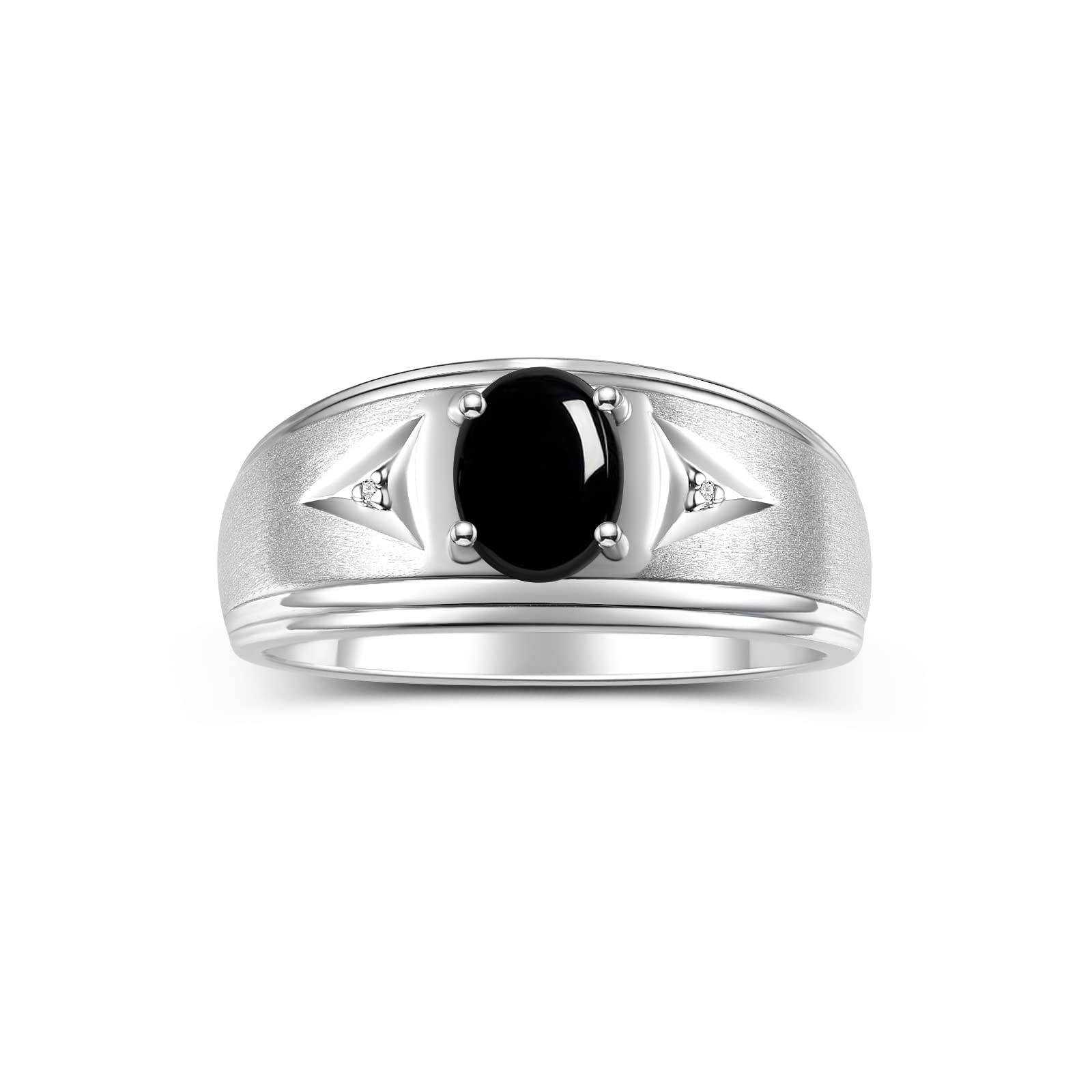Rylos Men's Rings Classic Design 8X6MM Oval Gemstone &amp; Sparkling Diamond Ring - Color Stone Birthstone Rings for Men, Sterling Silver Rings in Sizes 8-13. Elevate Your Style with Timeless Elegance!