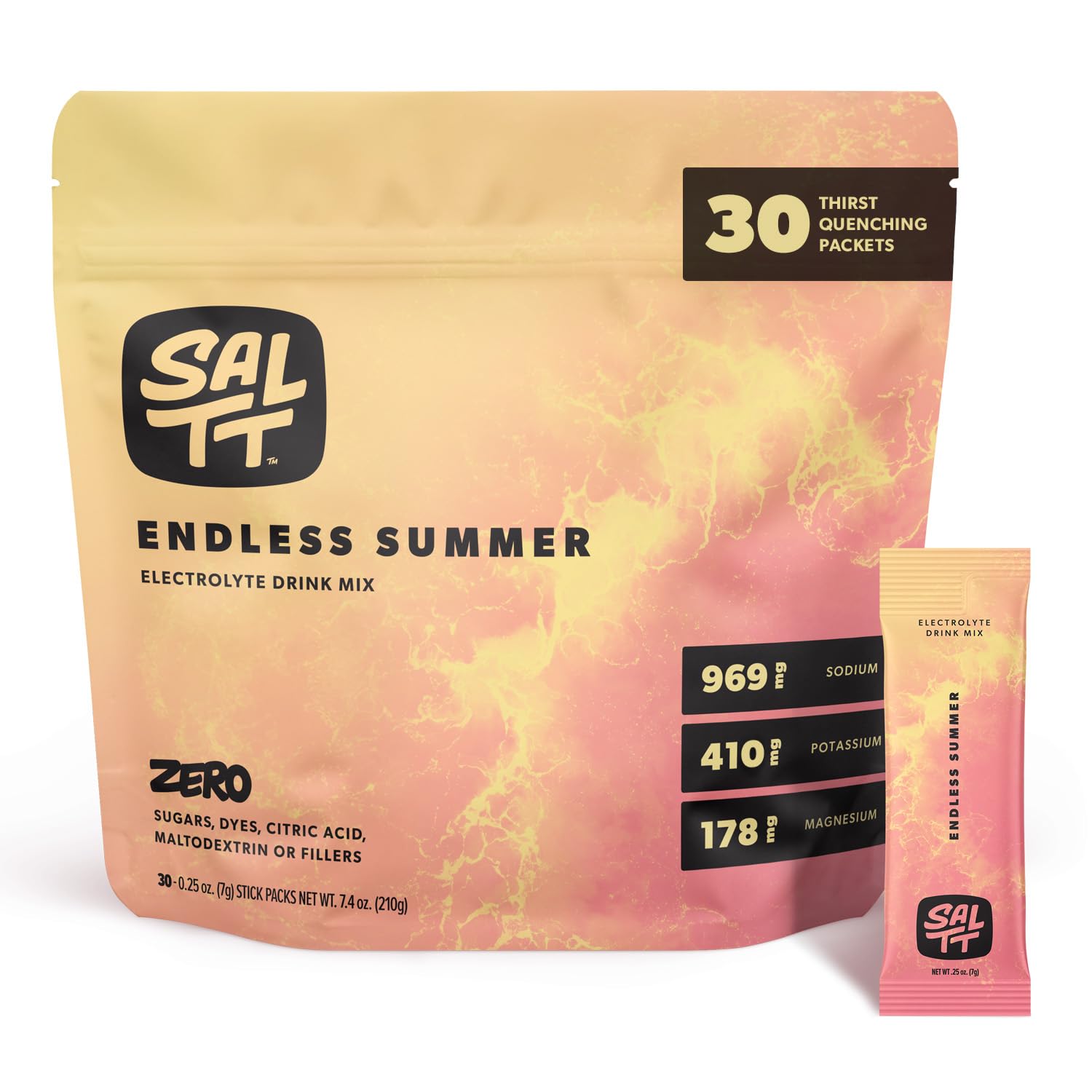 SALTT Electrolyte Packets - Endless Summer (30 Sticks) - Zero Sugar Strawberry Lemonade