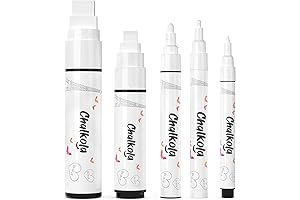 5 White Liquid Chalk Markers for Signboards, Car Windows, Glass